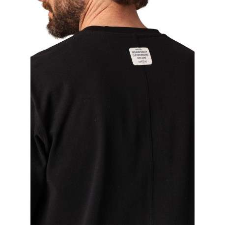 T-shirt en coton noir uni avec un col rond et des manches courtes - Image 3