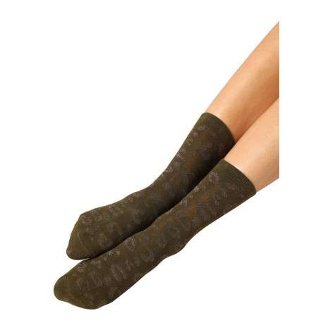 Lot de 3 paires de chaussettes hautes kaki incrustées de fils lurex