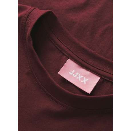 T-shirt en coton biologique bordeaux uni à coupe droite et col rond - Image 4
