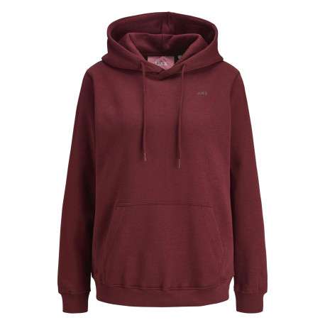 Sweat à capuche en coton mélangé bordeaux uni à coupe droite