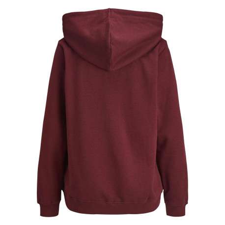 Sweat à capuche en coton mélangé bordeaux uni à coupe droite - Image 2