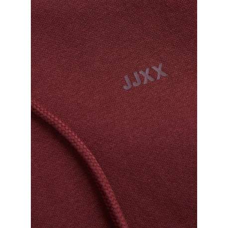 Sweat à capuche en coton mélangé bordeaux uni à coupe droite - Image 3