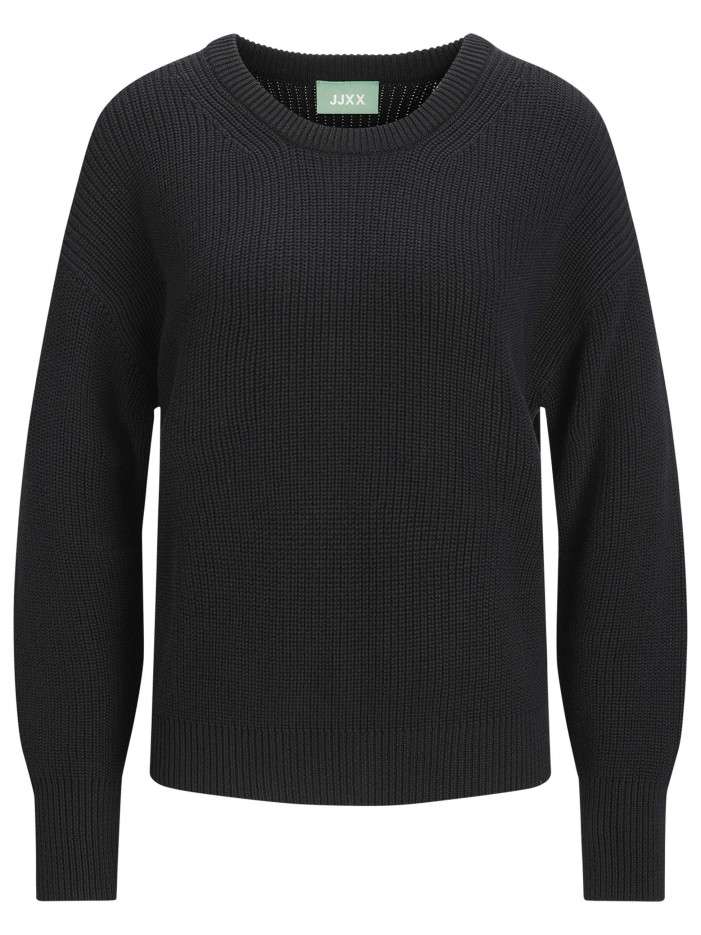 Pull en coton noir uni en...