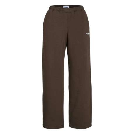 Pantalon de jogging en coton mélangé marron uni à coupe droite et taille haute