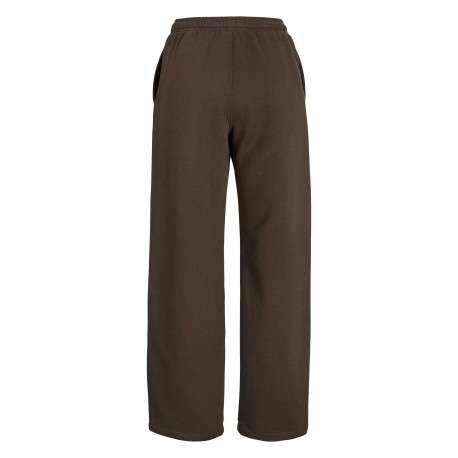 Pantalon de jogging en coton mélangé marron uni à coupe droite et taille haute - Image 2