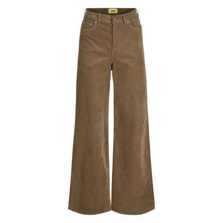 Pantalon 5 poches en coton camel aspect velours côtelé à coupe bootcut