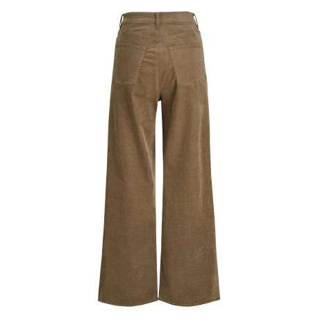 Pantalon 5 poches en coton camel aspect velours côtelé à coupe bootcut - Image 2