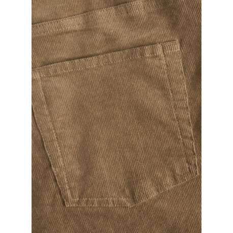 Pantalon 5 poches en coton camel aspect velours côtelé à coupe bootcut - Image 4