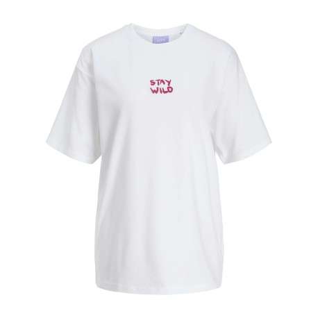 T-shirt en coton blanc imprimé au dos à coupe oversize et col rond