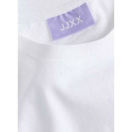 T-shirt en coton blanc imprimé au dos à coupe oversize et col rond - Image 3