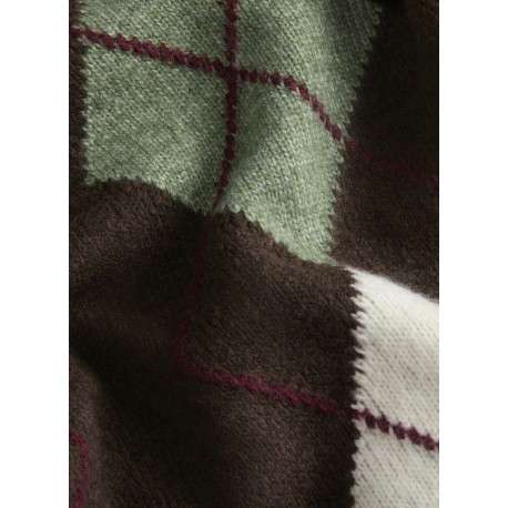 Pull marron en maille doux à losanges avec un col rond et une coupe droite - Image 4