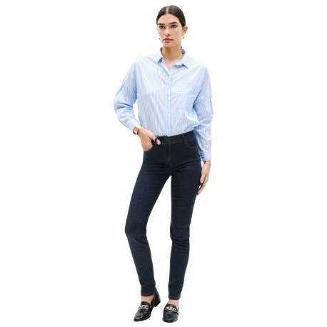 Jean en coton stone uni avec une coupe slim et un jacron marron