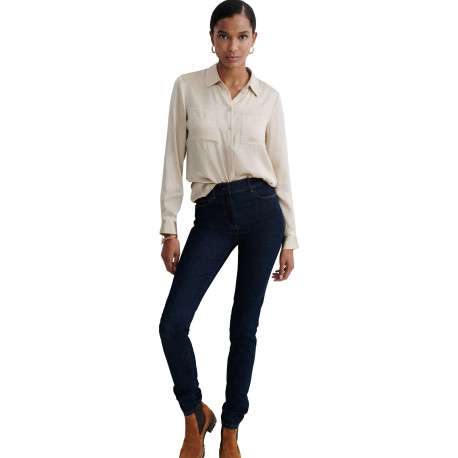 Jean en coton stone uni avec une coupe slim et un jacron marron - Image 3