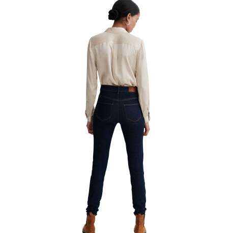 Jean en coton stone uni avec une coupe slim et un jacron marron - Image 4