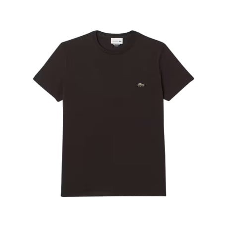 T-shirt en coton marron uni pourvu d'un col rond et de manches courtes