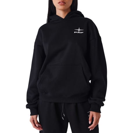 Sweat-shirt noir uni à poche kangourou avec un col à capuche