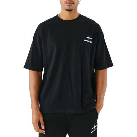 T-shirt en coton noir uni avec un col rond et à manches courtes