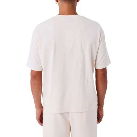 T-shirt en coton écru uni avec un col rond et à manches courtes - Image 2