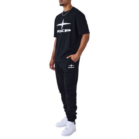 T-shirt noir avec un imprimé sur le torse un col rond et des manches courtes - Image 2