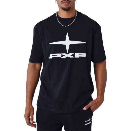 T-shirt noir avec un imprimé sur le torse un col rond et des manches courtes - Image 4