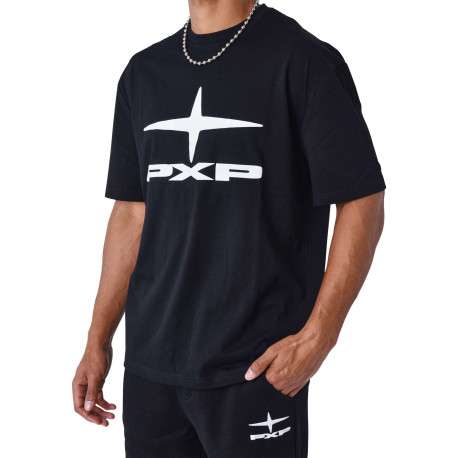 T-shirt noir avec un imprimé sur le torse un col rond et des manches courtes - Image 5