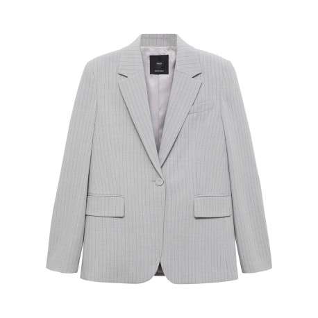Blazer gris clair à rayures tennis avec une coupe ajustée et des poches