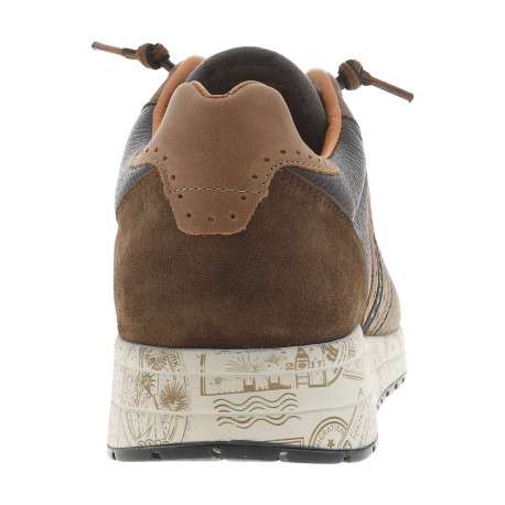 Baskets en cuir café avec un talon plat imprimé à fermeture slip-on - Image 12