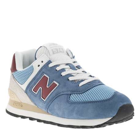 Baskets multisport en cuir bleu avec talon plat et lacets tressés - Image 3