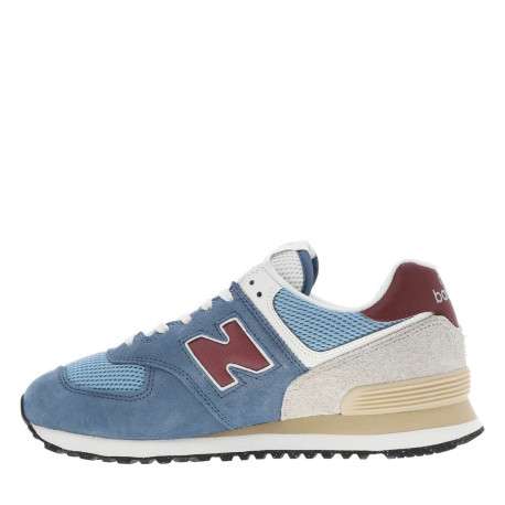 Baskets multisport en cuir bleu avec talon plat et lacets tressés