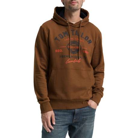 Sweat en coton mélangé camel imprimé fantaisiste avec un col à capuche - Image 2