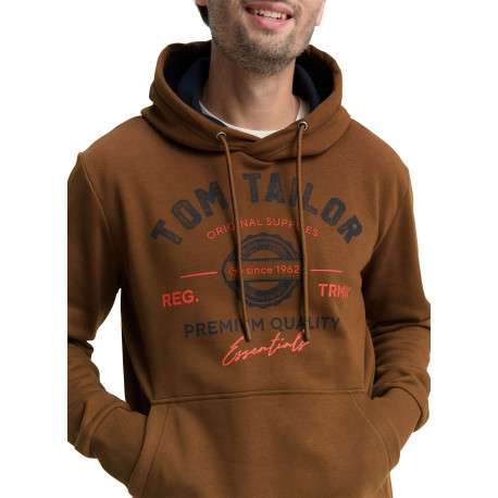 Sweat en coton mélangé camel imprimé fantaisiste avec un col à capuche - Image 4
