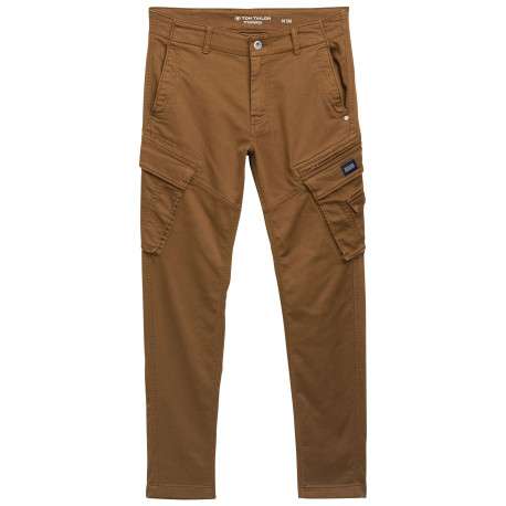 Pantalon Cargo en coton mélangé camel coupe ajustée avec multiples poches - Image 3