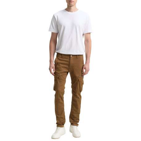 Pantalon Cargo en coton mélangé camel coupe ajustée avec multiples poches - Image 7