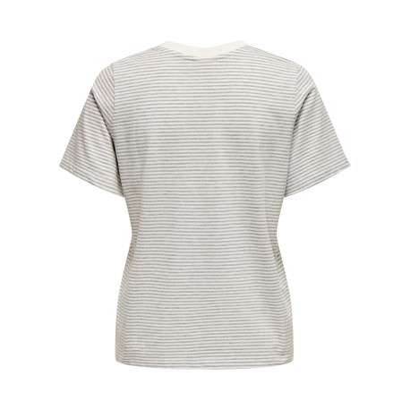 T-shirt en coton blanc à rayures avec une coupe droite et un col rond - Image 2
