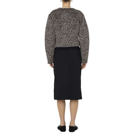 Veste léopard courte en maille douce avec un col rond et des manches amples - Image 2