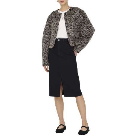 Veste léopard courte en maille douce avec un col rond et des manches amples - Image 5
