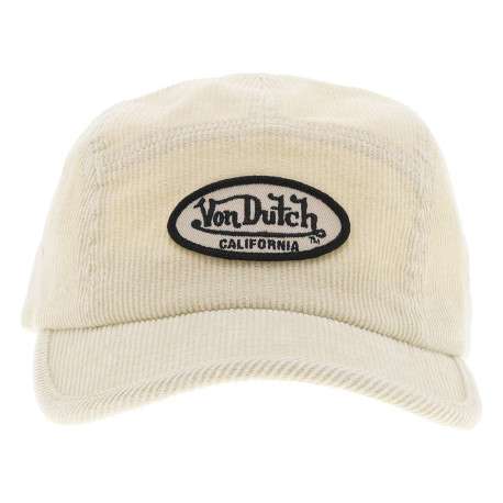 Casquette strapback en coton beige en velours côtelé avec un patch logo