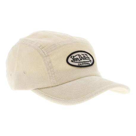 Casquette strapback en coton beige en velours côtelé avec un patch logo - Image 3
