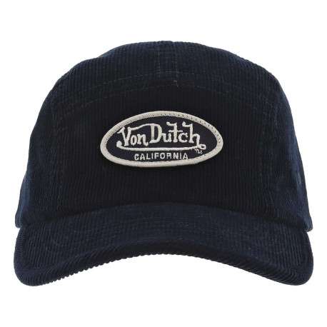 Casquette strapback en coton bleue marine en velours côtelé avec un patch logo