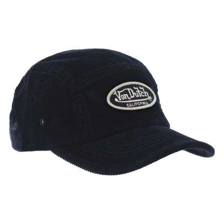Casquette strapback en coton bleue marine en velours côtelé avec un patch logo - Image 3