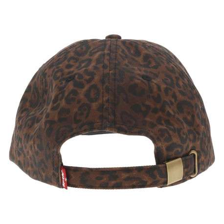 Casquette snapback en coton marron à imprimé léopard ajustable à l'arrière - Image 3