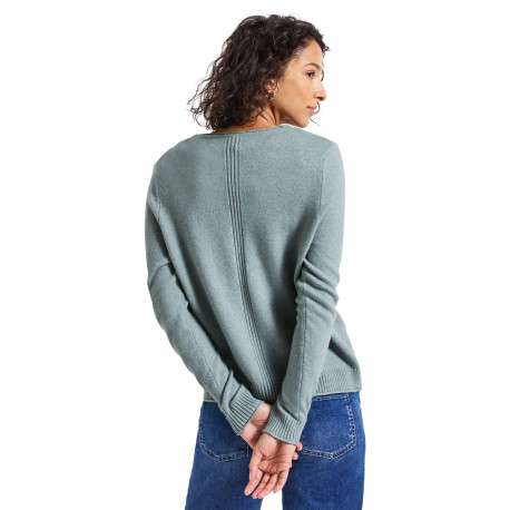 Gilet bleu uni avec une coupe droite à col v et fermeture boutonnée - Image 3
