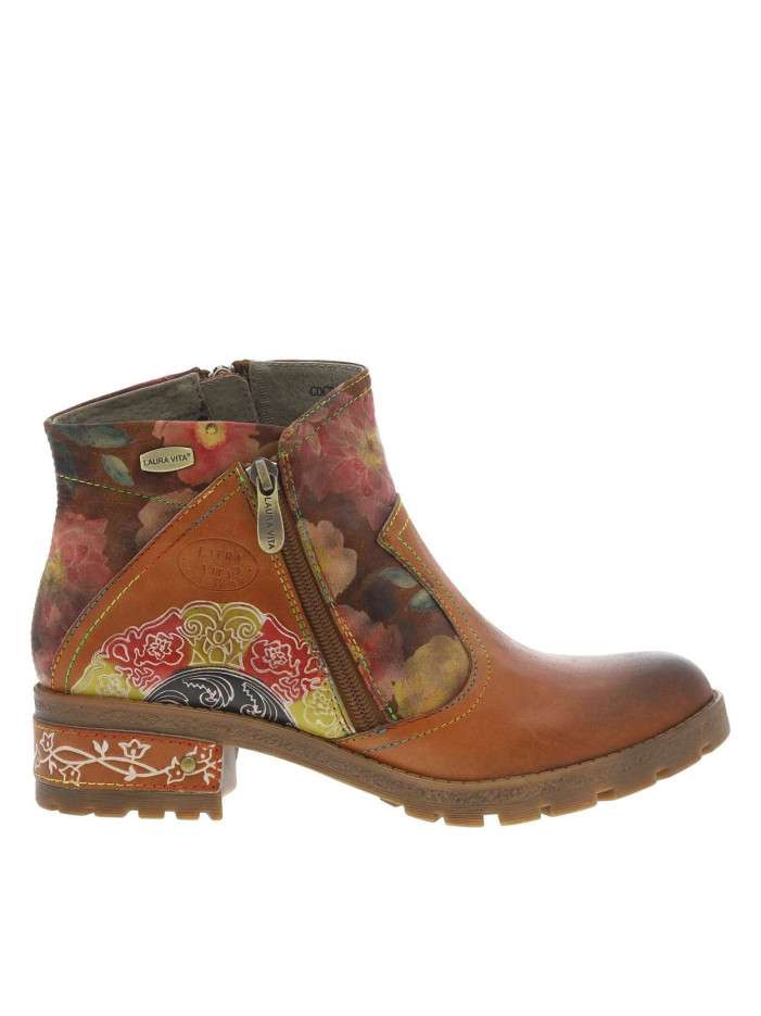 Boots en cuir camel à talon...