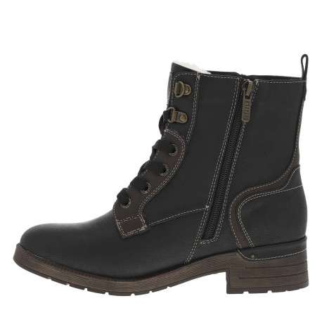 Bottines noires à talon décroché bas avec un zip et des lacets ronds