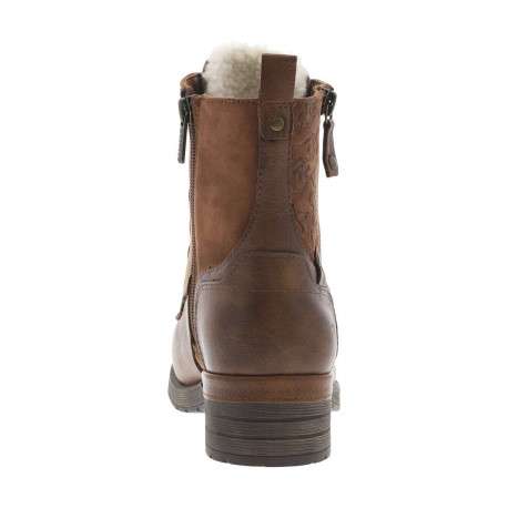 Bottines brunes à talon décroché bas avec un zip et des lacets ronds - Image 6