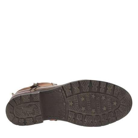 Bottines brunes à talon décroché bas avec un zip et des lacets ronds - Image 5