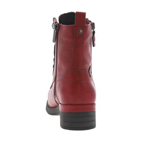 Bottines rouges à talon décroché bas avec un zip et des lacets ronds - Image 6