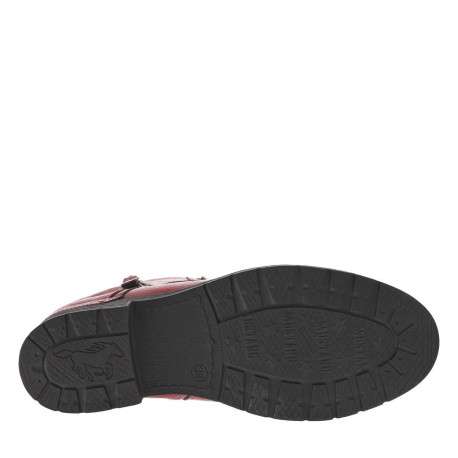 Bottines rouges à talon décroché bas avec un zip et des lacets ronds - Image 5