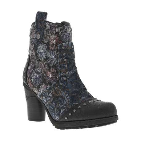 Boots noires et multicolores à talon décroché haut avec un zip - Image 3