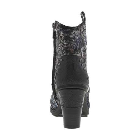 Boots noires et multicolores à talon décroché haut avec un zip - Image 6